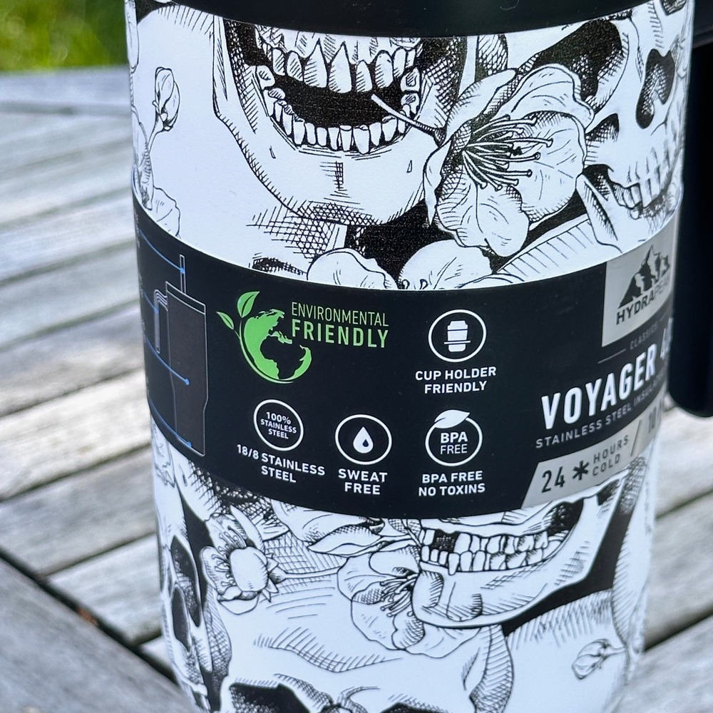 Hydrapeak Voyager 40oz Tumbler Skull Floral Stainless Steel Insulated Travel Mug - Picture 4 of 11